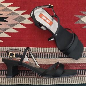 Vintage 90s Y2k Unlisted Black Strappy Square Toe Sandal Sz 9.5 Dressy Heels